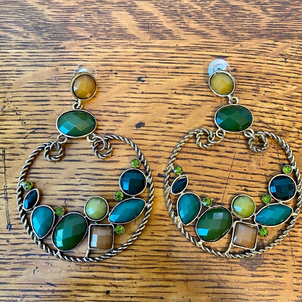 Large Multi-Colored Dangle Hoops. - image 3